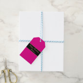 Étiquettes-cadeau Joyeux Anniversaire Script Nom Rose Noir Or (Avec de laficelle)