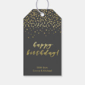 Étiquettes-cadeau Joyeux anniversaire - Script or & Confetti (Dos)