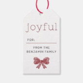 Étiquettes-cadeau Joyeux | Aquarelle Bow Noël moderne (Devant)