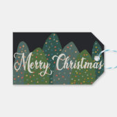 Étiquettes-cadeau Joyeux arbres verts de Noël (Devant (Horizontal))