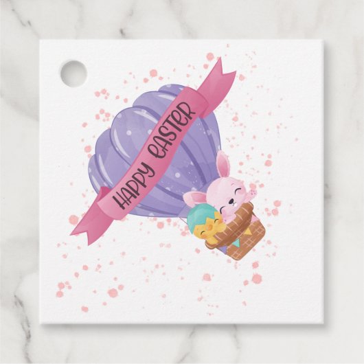 Étiquettes Cadeau Joyeux ballon à air chaud de Pâques (Devant)