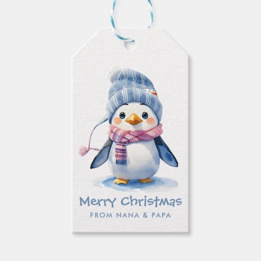 Étiquettes-cadeau Joyeux bébé Penguin vacances enfants Noël (Devant)