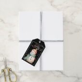 Étiquettes-cadeau Joyeux bonhomme de neige en Noël Turquoise de l'Éc (Avec de la ficelle)