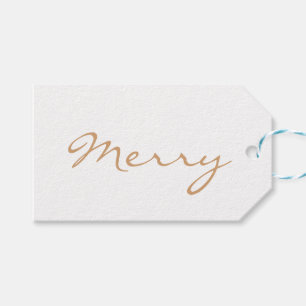 Étiquettes-cadeau Joyeux Brown Taupe minima de vacances Typographie