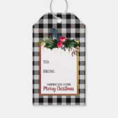 Étiquettes-cadeau Joyeux Buffalo Check Aquarelle Holly (Devant)