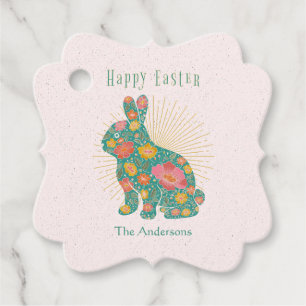 Étiquettes Cadeau Joyeux Bunny Pâques Pastel Vintage Personnalisé