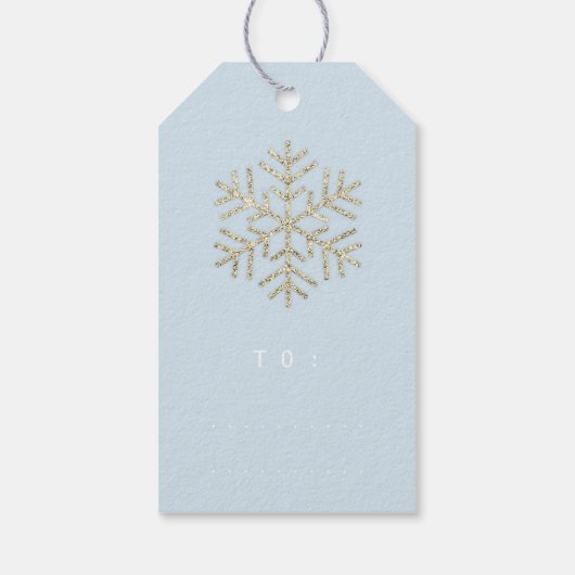 Étiquettes-cadeau Joyeux cadeau de Noël à Script Gold Pastel Blue (Dos)