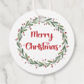 Étiquettes Cadeau Joyeux cadeau de Noël avec couronne de Noël (Devant)