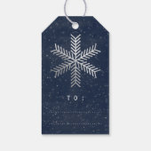 Étiquettes-cadeau Joyeux cadeau de vacances à Snowflake Silver Blue  (Dos)