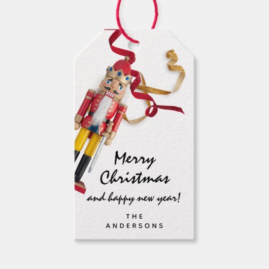 Étiquettes-cadeau Joyeux cadeau de vacances Happy Nutcracker de la n (Devant)