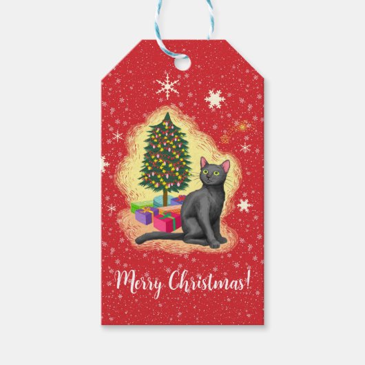 Étiquettes-cadeau Joyeux chat de Noël (Devant)