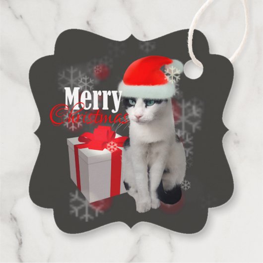Étiquettes Cadeau Joyeux chat et pack Noël (Dos)