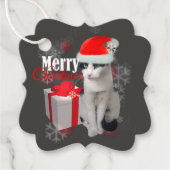 Étiquettes Cadeau Joyeux chat et pack Noël (Devant)