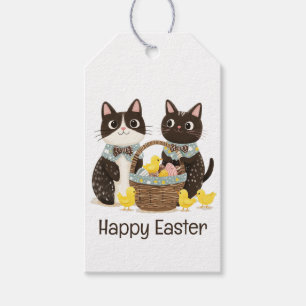 Étiquettes-cadeau Joyeux Chats de Pâques Panier de Pâques Bébés Pous