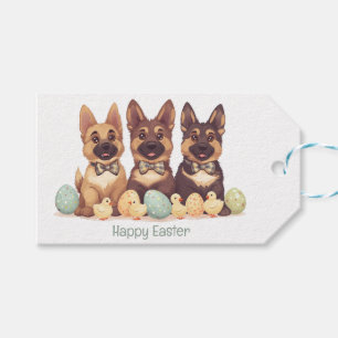 Étiquettes-cadeau Joyeux Chiens bergers allemands de Pâques