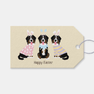 Étiquettes-cadeau Joyeux Chiens de montagne bernois de Pâques