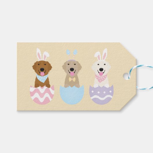 Étiquettes-cadeau Joyeux Chiens de Pâques (Devant (Horizontal))