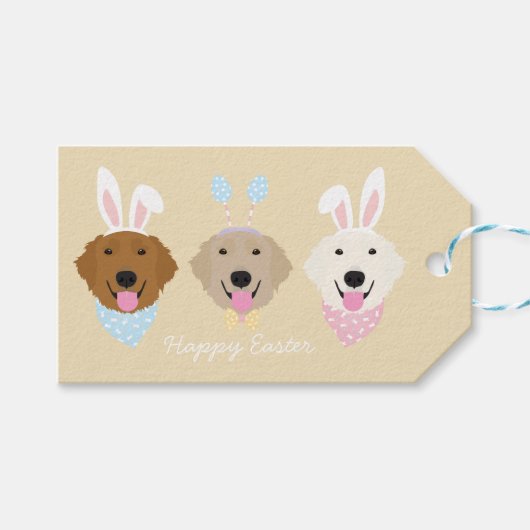 Étiquettes-cadeau Joyeux Chiens de Pâques (Devant (Horizontal))
