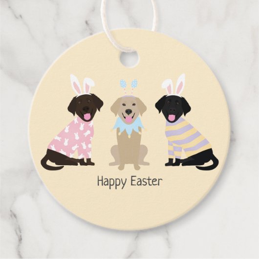 Étiquettes Cadeau Joyeux Chiens d'excursion de Pâques Labrador (Devant)