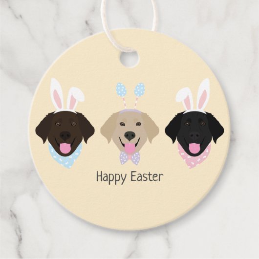 Étiquettes Cadeau Joyeux Chiens d'excursion de Pâques Labrador (Devant)