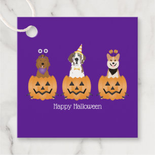Étiquettes Cadeau Joyeux Chiens D'Halloween En Citrouille