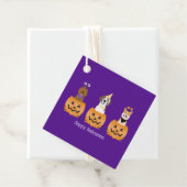 Étiquettes Cadeau Joyeux Chiens D'Halloween En Citrouille (En situation)