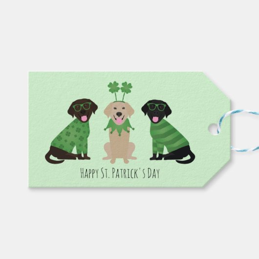 Étiquettes-cadeau Joyeux Chiens du Labrador Jour de la Saint Patrick (Devant (Horizontal))