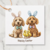 Étiquettes Cadeau Joyeux Chiens Goldendoodle de Pâques (Devant)