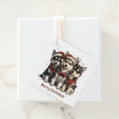 Étiquettes Cadeau Joyeux Chiens Husky Noël (En situation)