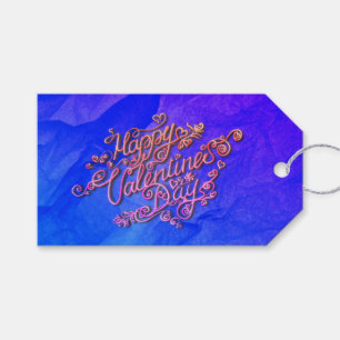 Étiquettes-cadeau Joyeux coeur bleu de la Saint-Valentin
