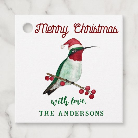 Étiquettes Cadeau Joyeux colibri de Noël (Devant)