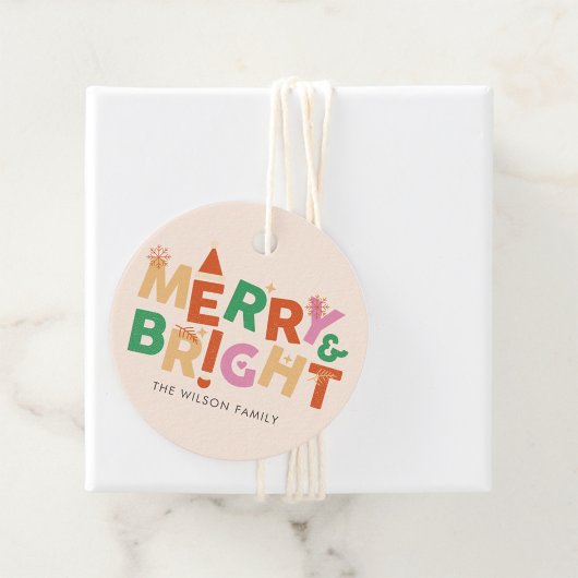 Étiquettes Cadeau Joyeux coloré et famille brillante