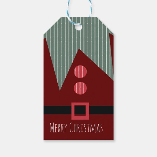 Étiquettes-cadeau Joyeux costume elf de Noël (Devant)