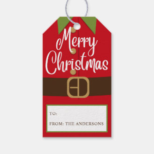 Étiquettes-cadeau Joyeux Costume Elf Père Noël Nom personnalisé