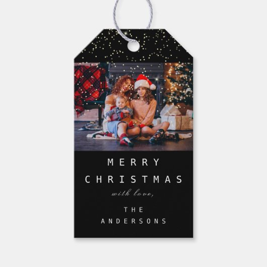 Étiquettes-cadeau Joyeux de nommer Noël Arbre de Noël de vacances ph (Devant)