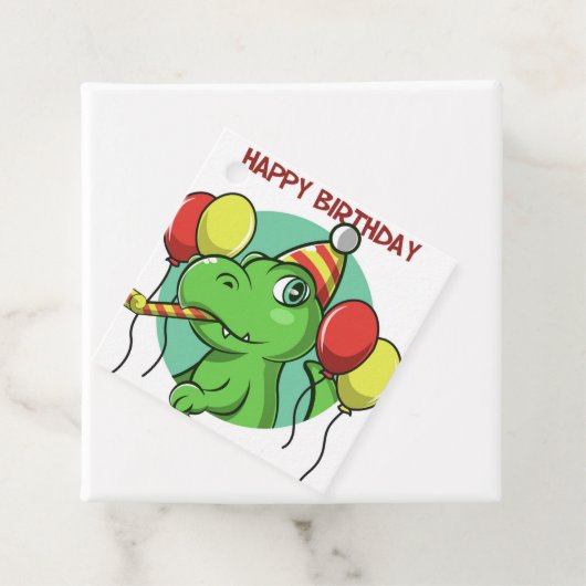Étiquettes Cadeau Joyeux Dinosaur d'anniversaire (En situation)