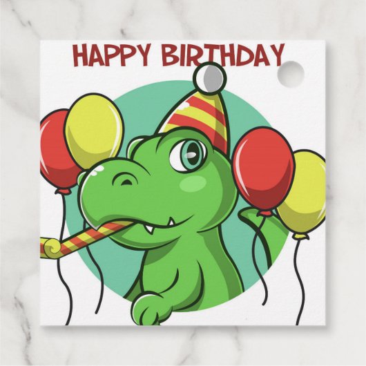 Étiquettes Cadeau Joyeux Dinosaur d'anniversaire (Dos)