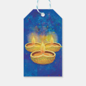 Étiquettes-cadeau Joyeux Diwali peint à la main illuminant des bougi (Dos)
