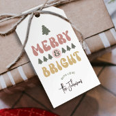 Étiquettes-cadeau Joyeux et brillant couleur rétro Noël Super