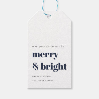 Étiquettes-cadeau Joyeux et brillant Noël Tags cadeaux bleu marine
