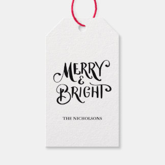 Étiquettes-cadeau Joyeux et brillant script manuscrit