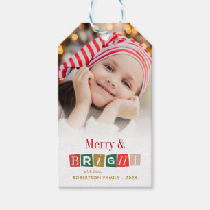 Étiquettes-cadeau joyeux et coloré Noël vacances photo