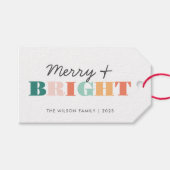 Étiquettes-cadeau Joyeux et lumineux (Devant (Horizontal))