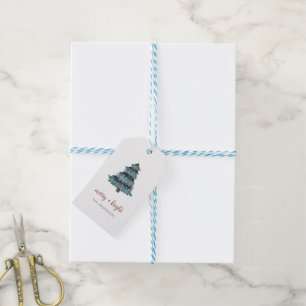 Étiquettes-cadeau Joyeux et lumineux   Boho Christmas Tree and Scrip