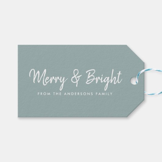 Étiquettes-cadeau Joyeux et lumineux | Calligraphie de script Décont (Devant (Horizontal))