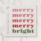 Étiquettes Cadeau Joyeux et lumineux minimaliste vert Noël (Devant)