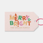 Étiquettes-cadeau Joyeux et lumineux Noël coloré (Devant (Horizontal))