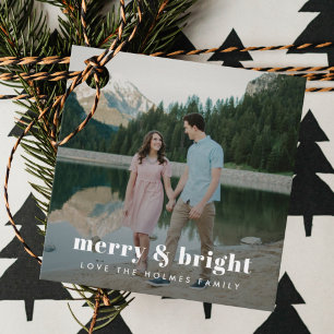 Étiquettes Cadeau Joyeux et lumineux Photo moderne en couple de No