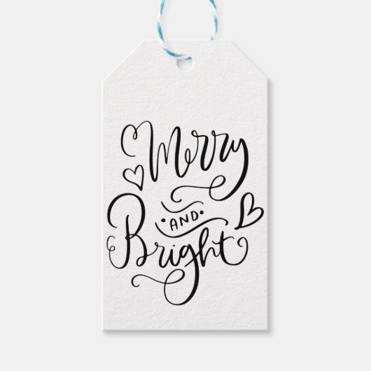 Étiquettes-cadeau Joyeux Et Lumineux Script Typographie Vacances (Devant)