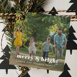 Étiquettes Cadeau Joyeux et lumineux Style Famille Photo Noël